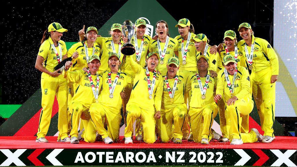 Australia celebrate winning the World Cup in 2022