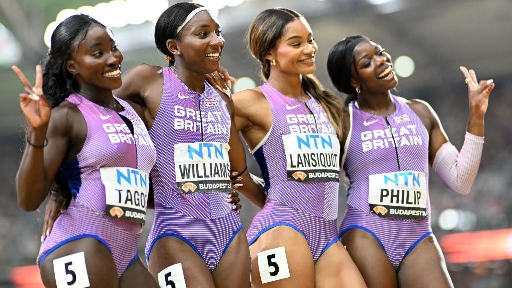 Annie Tagoe (left) ran for Great Britain alongside fellow sprinters Bianca Williams, Imani Lansiquot and Asha Philip