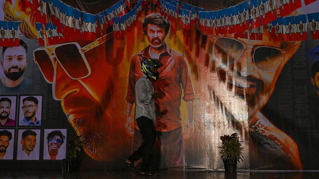  Fans of Indian superstar Rajinikanth celebrating the release of his latest movie Coolie at a theatre in early morning in Wadala on August 14, 2025 in Mumbai, India. (Photo by Raju Shinde/Hindustan Times via Getty Images)