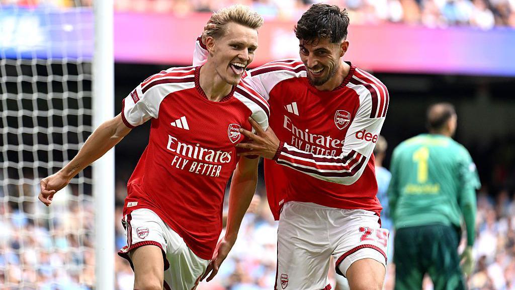 Martin Odegaard celebrates his goal