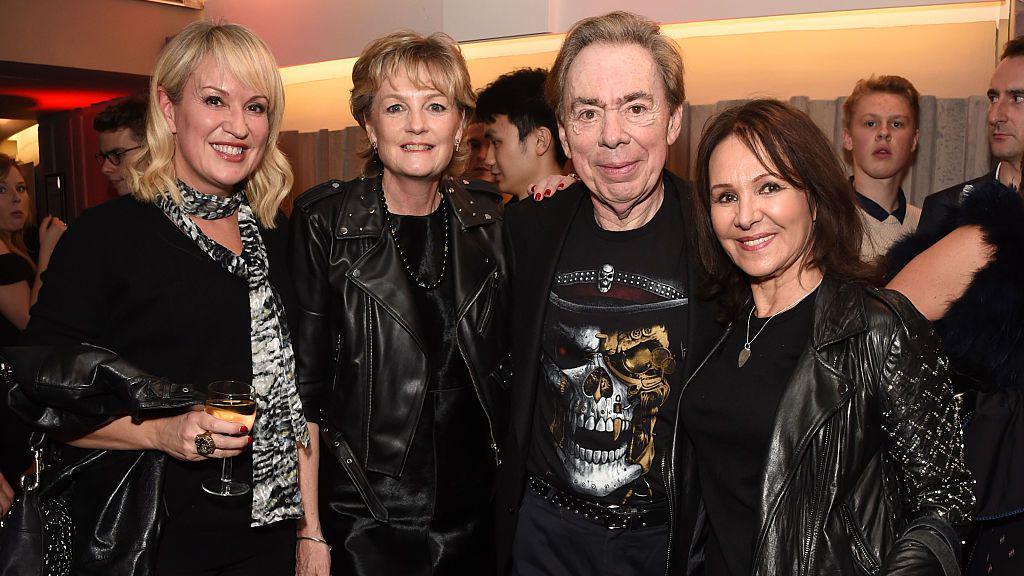 Nicki Chapman is standing with Madeleine Lloyd Webber, Sir Andrew Lloyd Webber and Arlene Phillips. They attended a press night performance of School Of Rock The Musical at The New London Theatre in 2016.