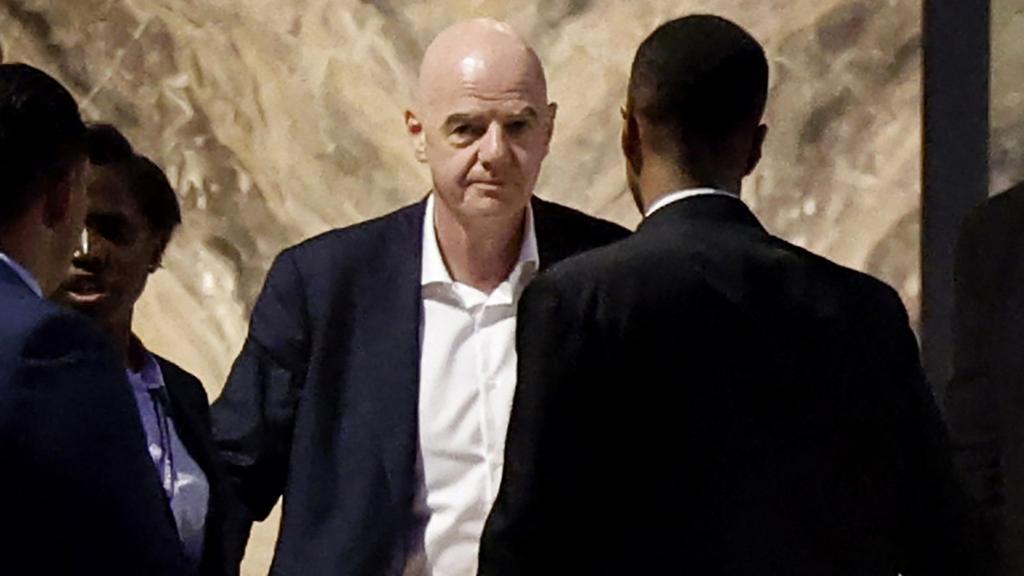 Fifa president Gianni Infantino at a meeting with senior executives in Morocco