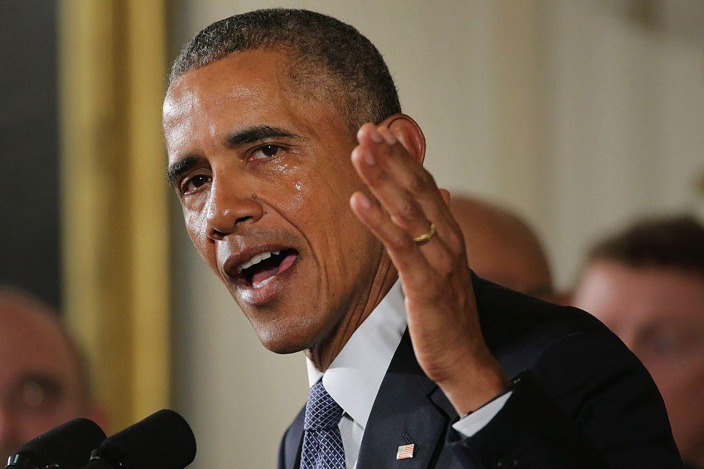 Former US president Barack Obama is tearful as he discusses gun violence in 2016