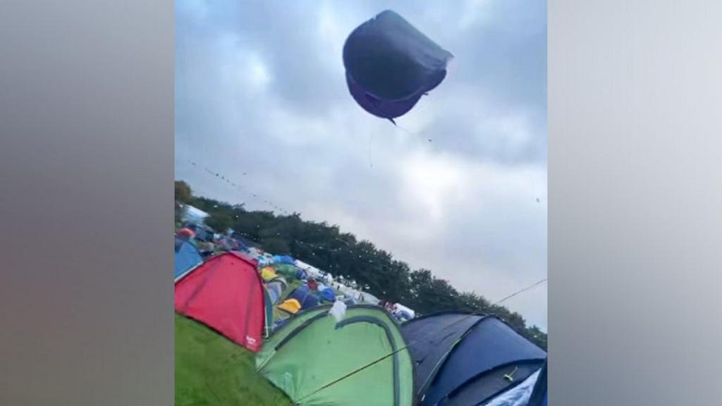 Tent in the air at Leeds