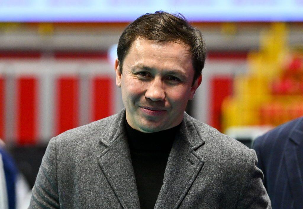 Gennandy Golovkin smiles while walking ringside at the Olympic boxing qualifying tournament in Italy in 2024