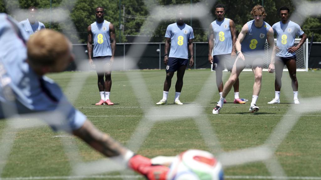 England players in training