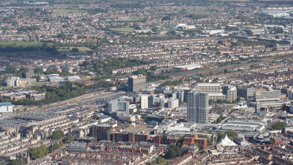 An aerial shot of Swindon