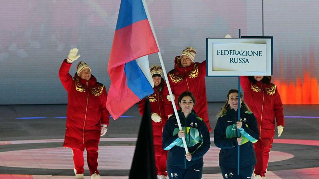 Russian athletes march at Paralympic opening ceremony