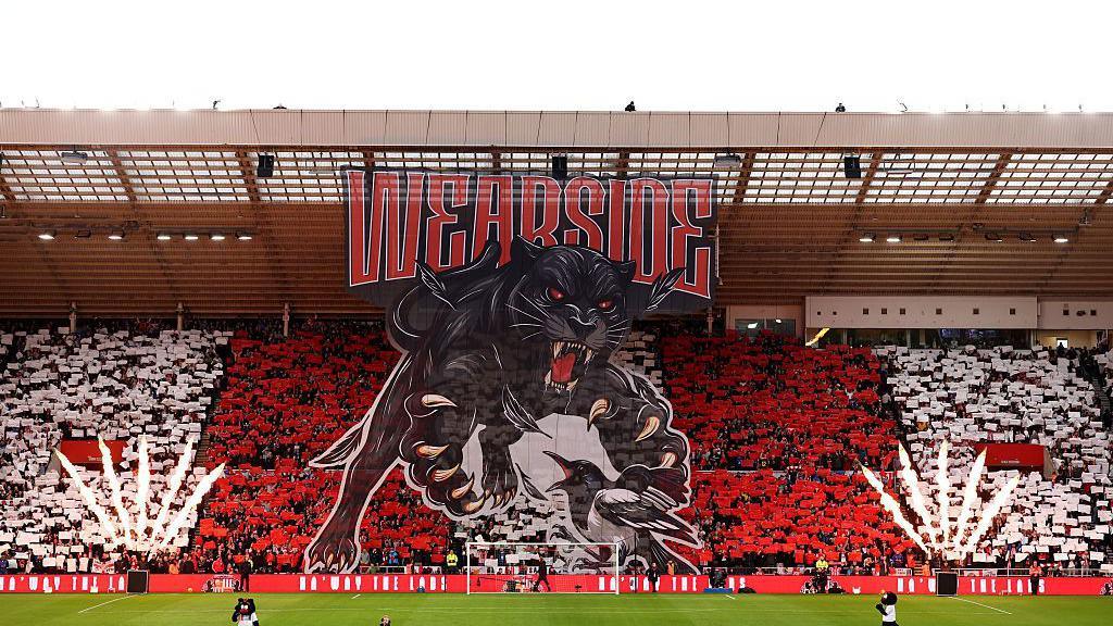  Sunderland display a tifo in the stands prior