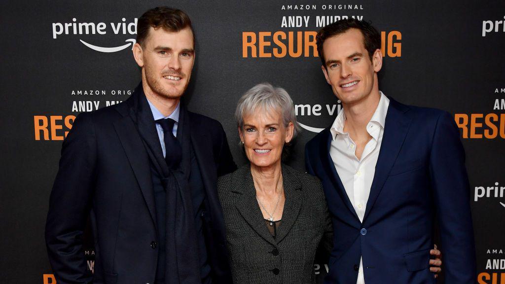 Andy, Jamie and Judy Murray at a premier 