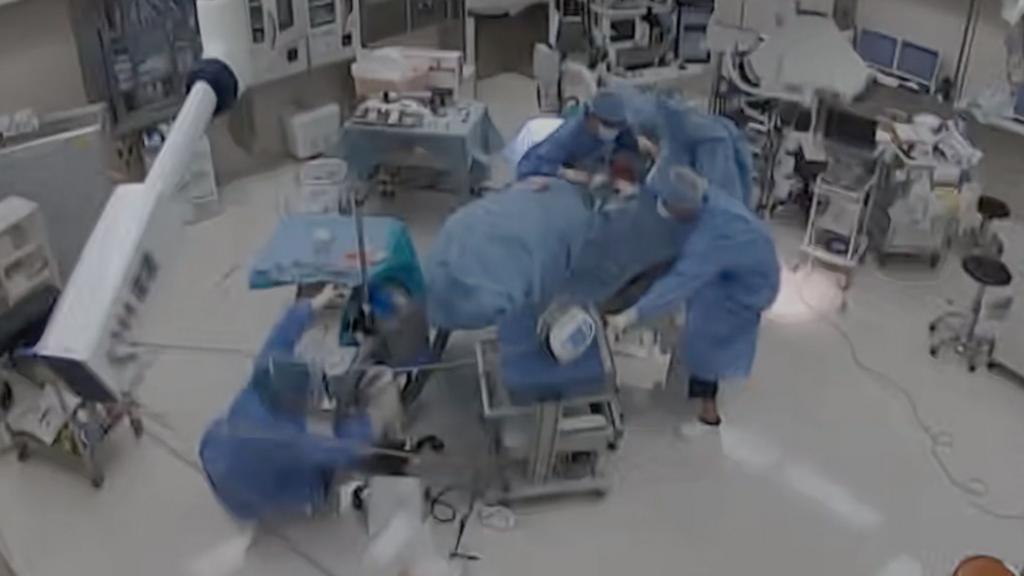 Moment earthquake shakes hospital operating room in Japan