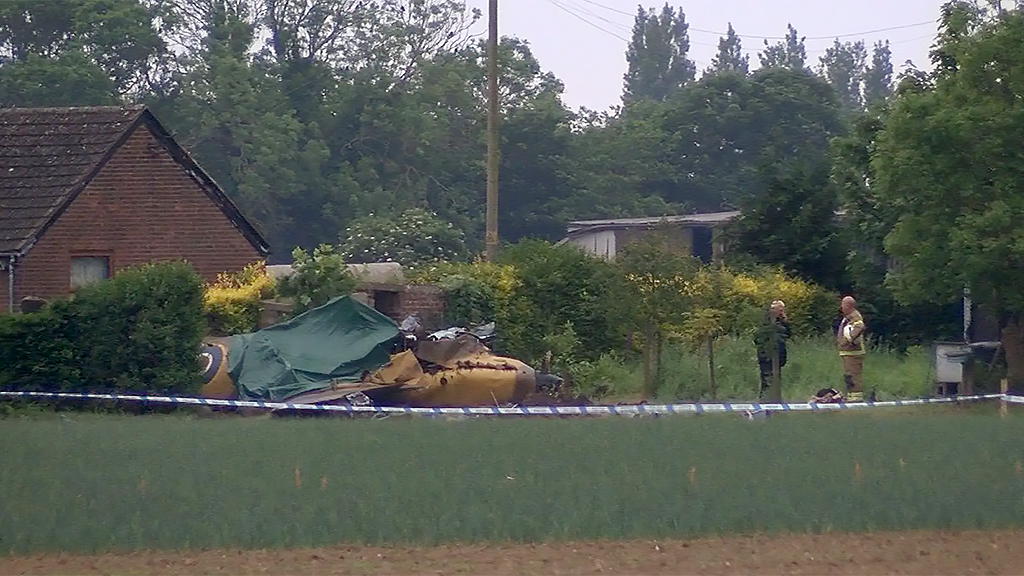 Scene of Spitfire crash in a field in Coningsby