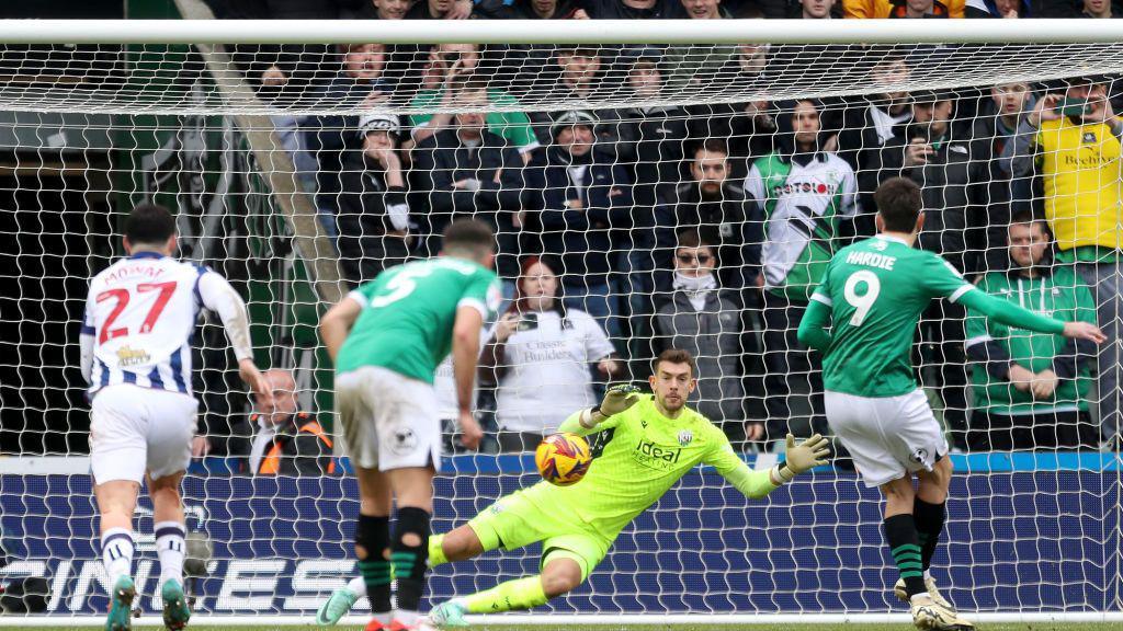 Ryan Hardie's penalty equaliser against West Bromwich Albion at Home Park