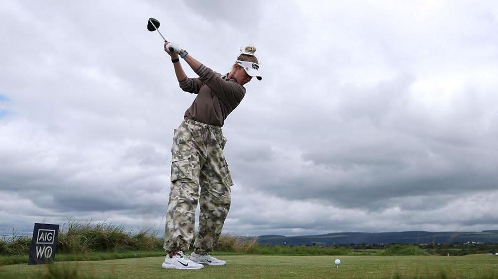 Nelly Korda takes a shot at Royal Porthcawl this week