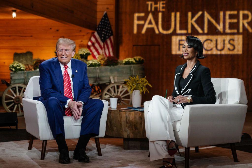 Donald Trump and Fox News host Harris Faulkner at the all-women town hall in Georgia.