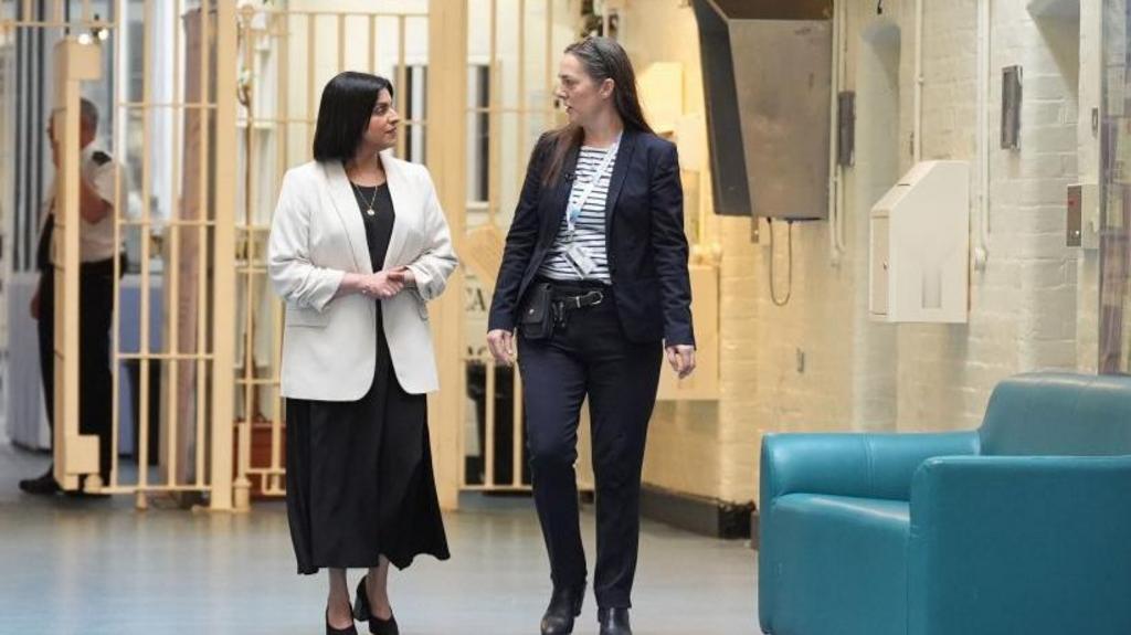 Justice Secretary Shabana Mahmood, with Governor Sarah Bott, during a visit to HMP Bedford in Harpur, Bedfordshire, ahead of announcing plans to address prison overcrowding amid fears jails will run out of space within weeks. Ms Mahmood is expected to set out emergency measures that could include reducing the time before some prisoners are automatically released.