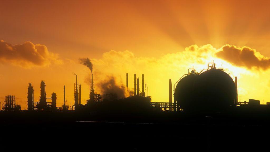 Petrochemical plant on Teesside silhouette