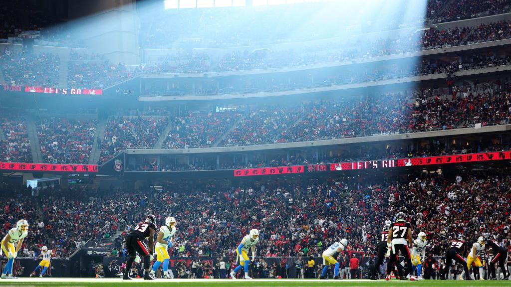 A general view of the action in the first quarter of the game between the Los Angeles Chargers and Houston Texans during the AFC Wild Card Playoffs at NRG Stadium in Houston, Texas