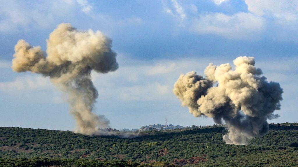 Smoke rising from strikes in Lebanon