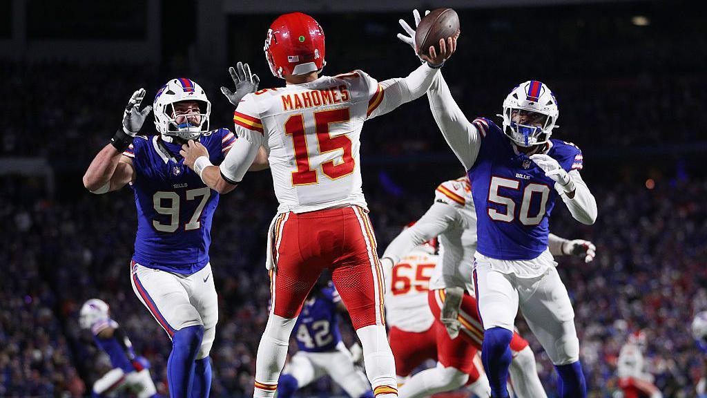 Patrick Mahomes in action against the Buffalo Bills