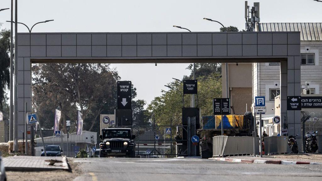 File photo showing the entrance to Sde Teiman military base in the Negev desert, southern Israel (10 January 2025)