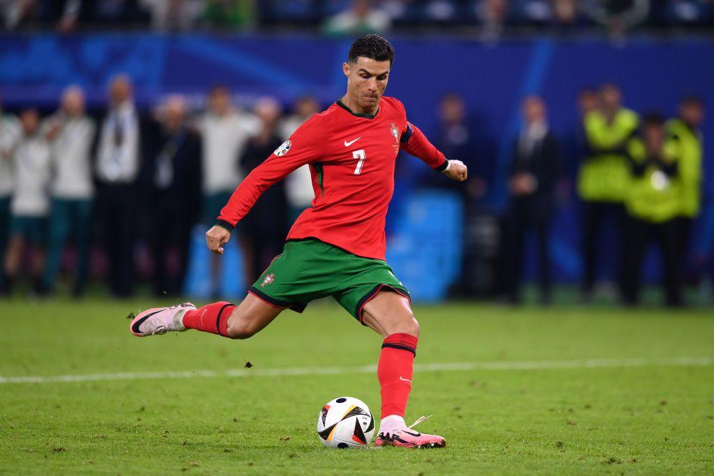 Cristiano Ronaldo taking a penalty for Portugal