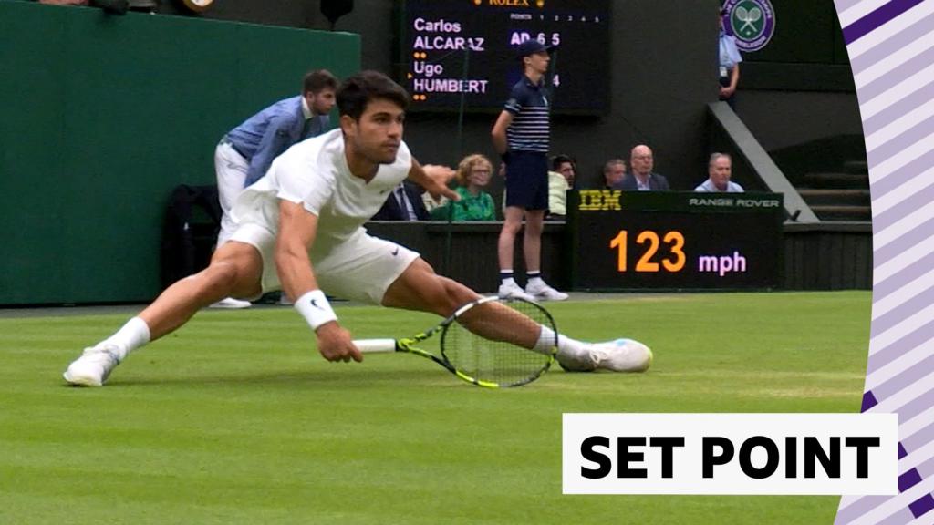 Centre Court erupts as Alcaraz wins 'brutal' point to take set two