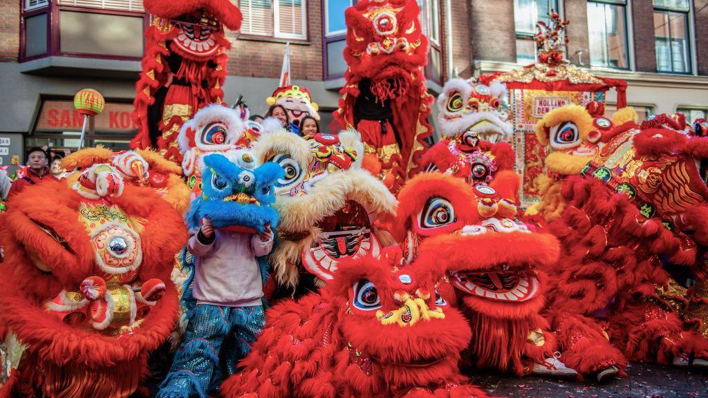 lion and dragon costumes.