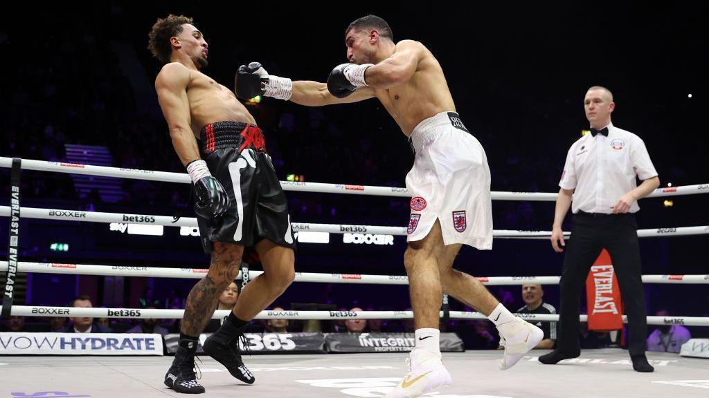 Ben Whittaker dodges the punch of Khalid Graidia during their fight at Wembley Arena in February