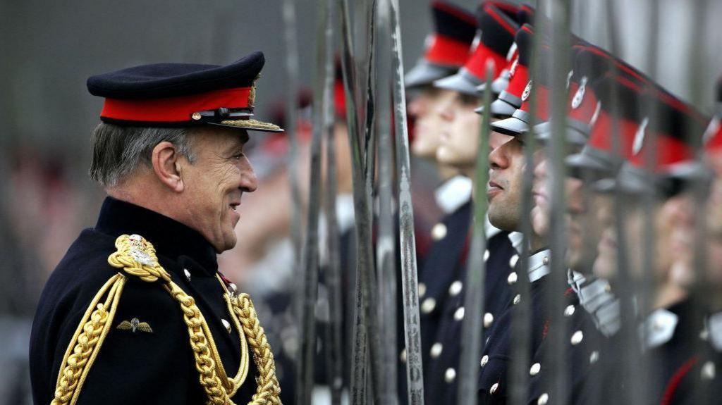 General Sir Mike Jackson inspects Officer Cadets during the 146th Sovereign's Parade at The Royal Military Academy in Sandhurst