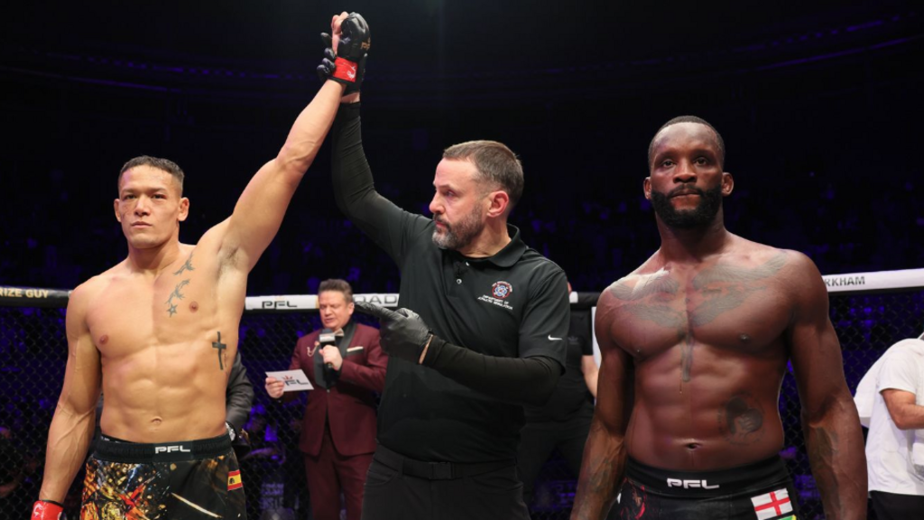 Costello van Steenis has his hand raised beside Fabian Edwards