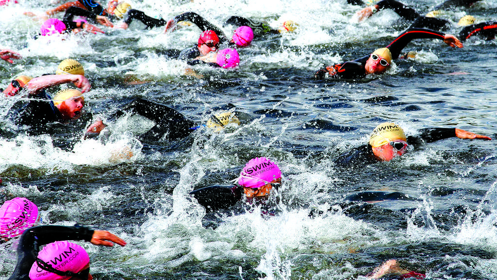 Swimmers in Salford Quays