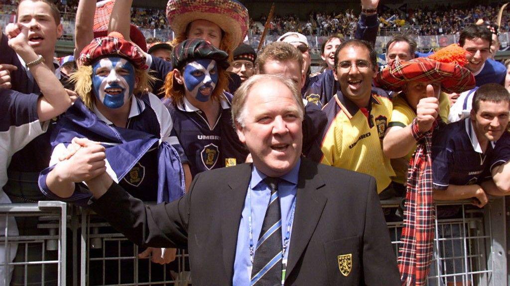 Craig Brown with Scotland fans at France 98