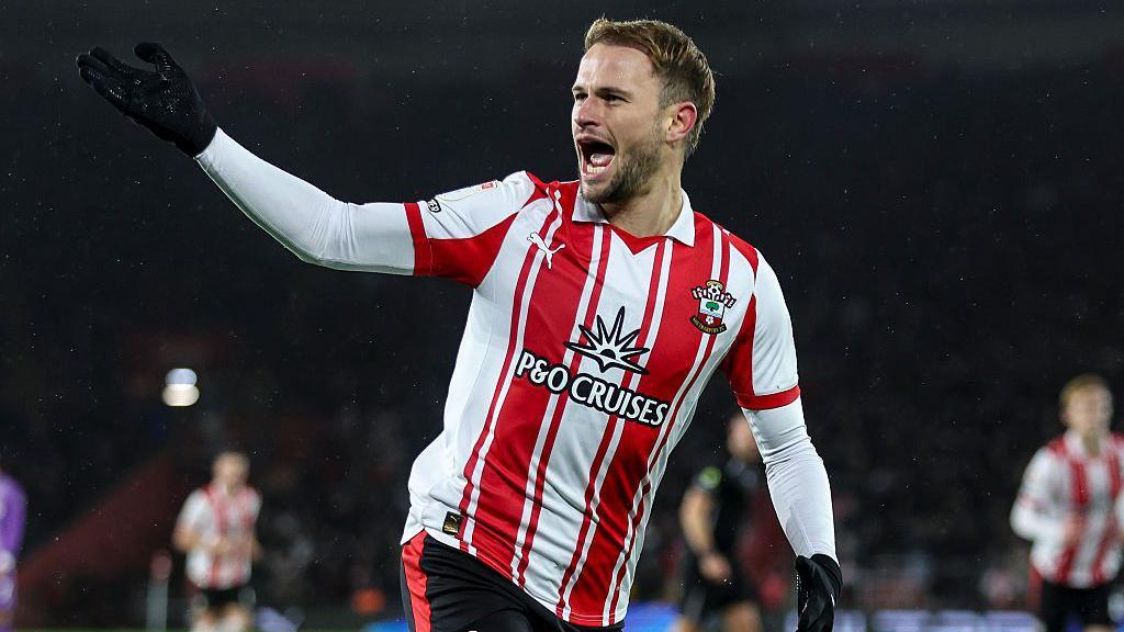 Leo Scienza celebrates after scoring for Southampton 