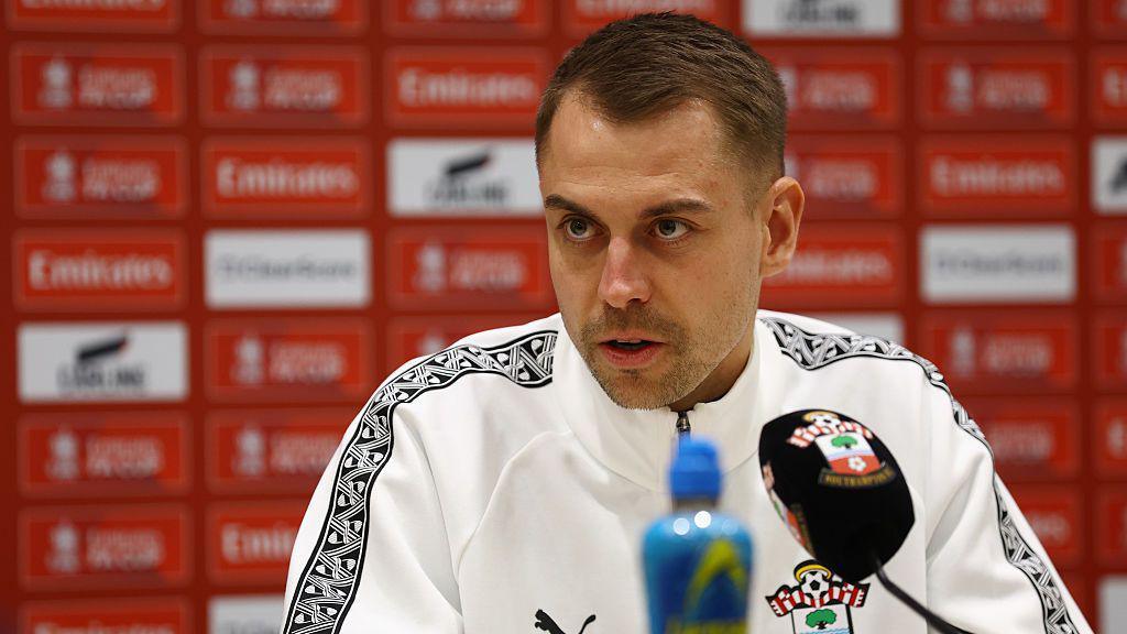 Southampton boss Tonda Eckert speaking at a press conference 