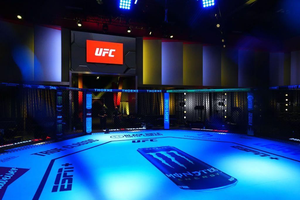 Image of the UFC logo above the octagon