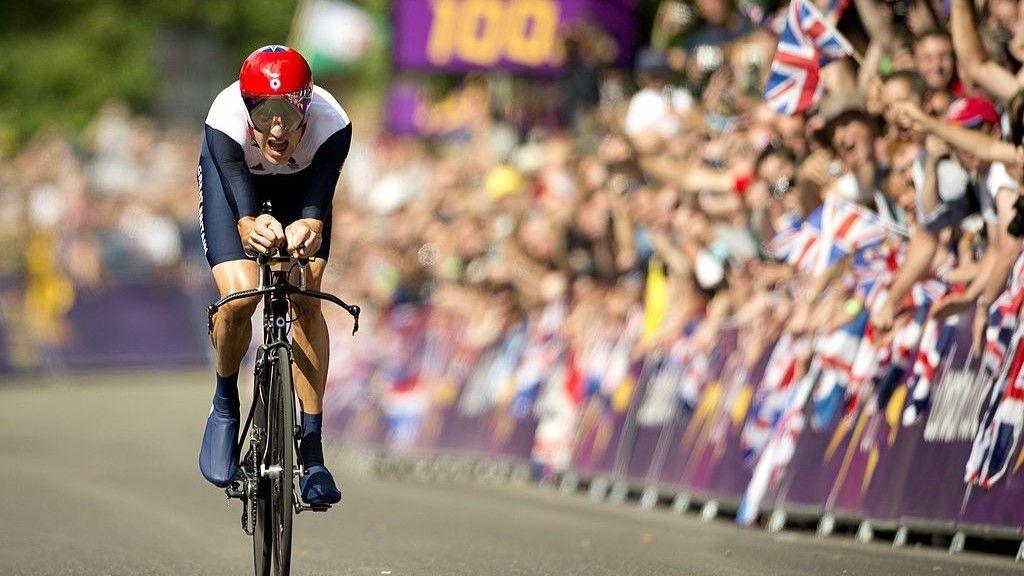 Wiggins powers to victory in the time trial during the London 2012 Olympics
