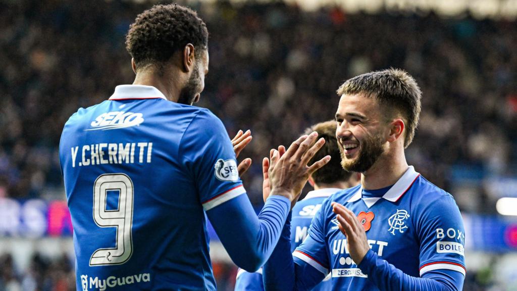 Rangers players celebrate