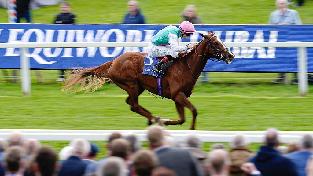 Colin Keane riding Item to victory in the Al Basti Equiworld Dubai Dante Stakes at York Racecourse