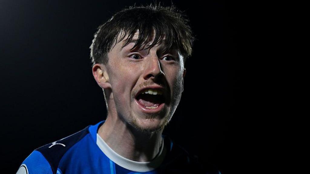Jesse Dempsey shouts during Waterford's game against Shamrock Rovers in May