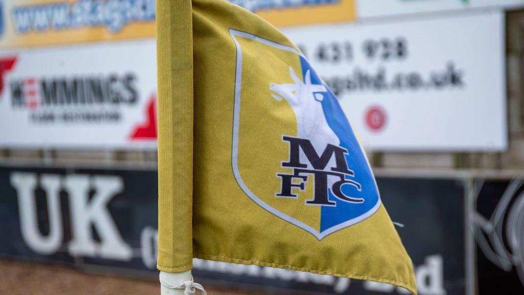 A general view of a corner flag at Mansfield Town