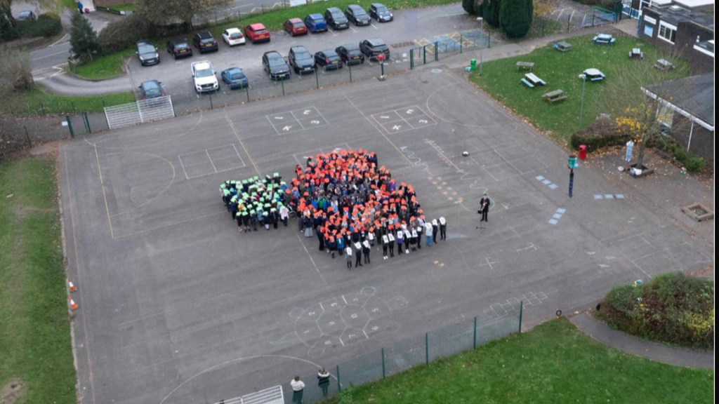 Clanfield Junior School in Southampton created their own poppy on the playground ahead of Remembrance Sunday.