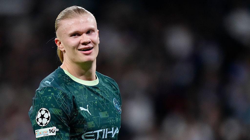 Erling Haaland during a Champions League match against Real Madrid