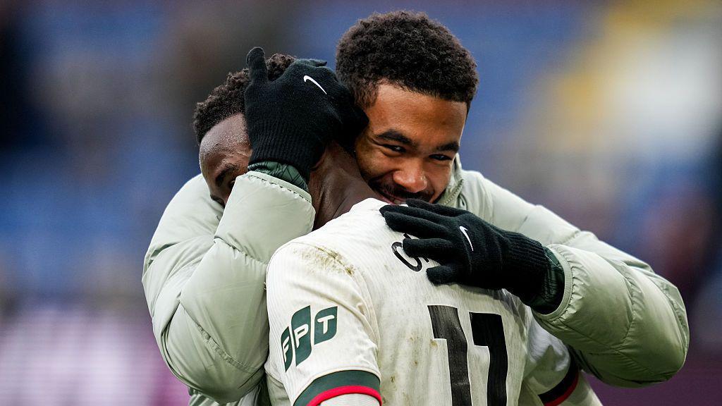 Reece James hugged Jamie Gittens after the 2-0 win at Burnley