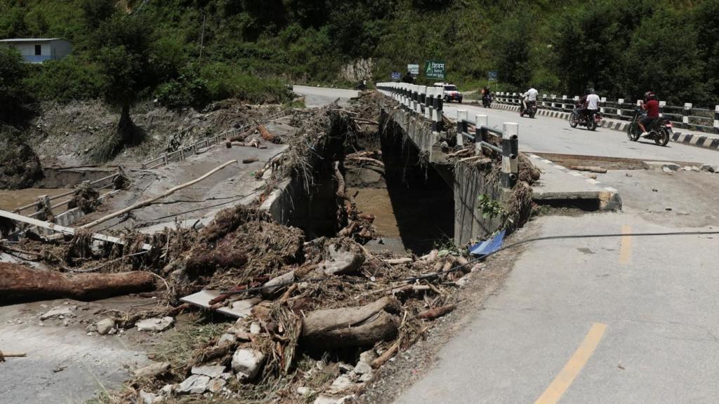Collapsed bridge in Nepal