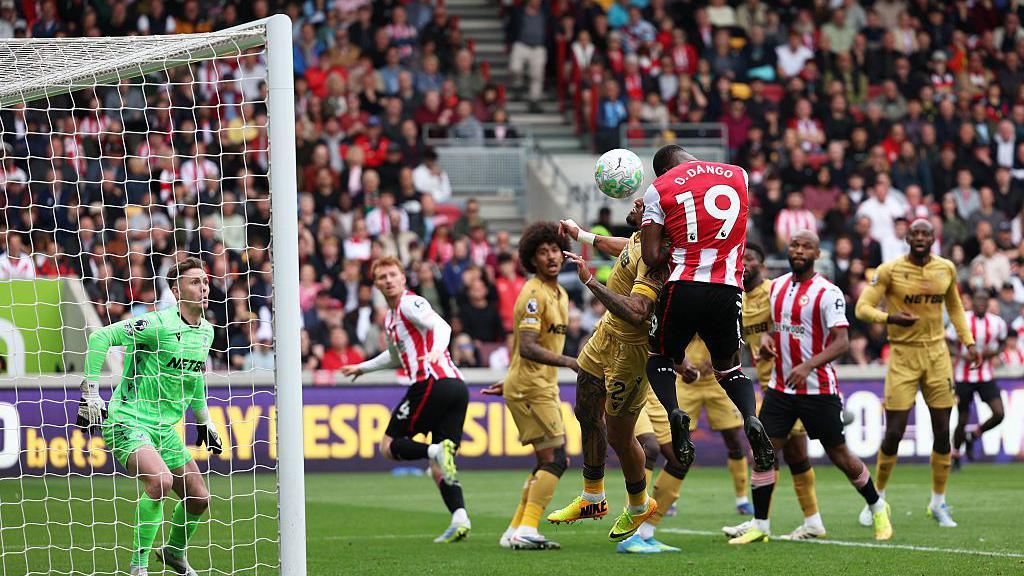 Dango Ouattara scores for Brentford against Crystal Palace in the Premier League.