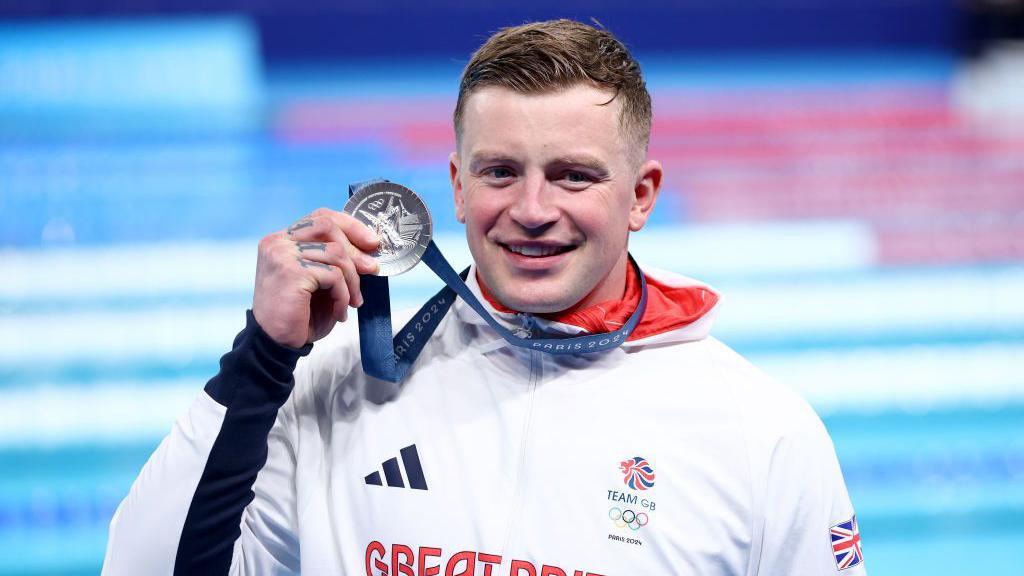 Adam Peaty at Paris 2024 with his silver medal