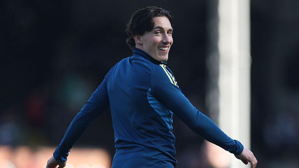 Harry Wilson during the pre-match warm-up