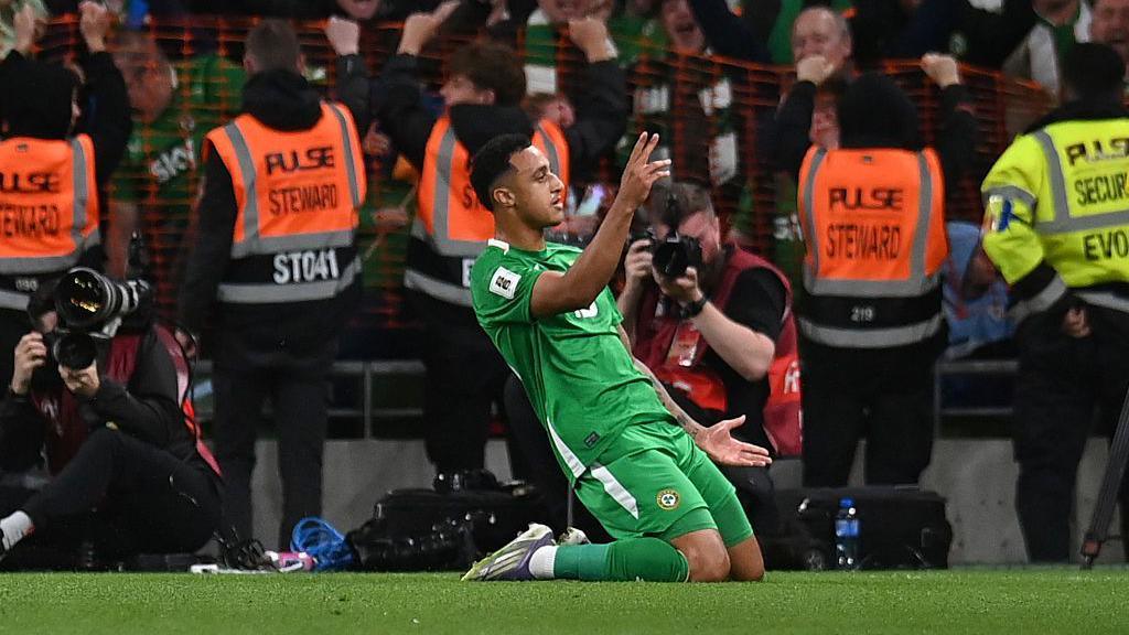 Adam Idah celebrates goal