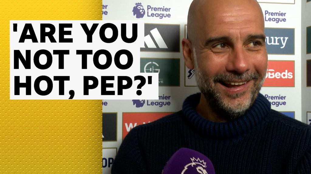 Alan Shearer queries Pep Guardiola's big jumper on hot day - BBC Sport